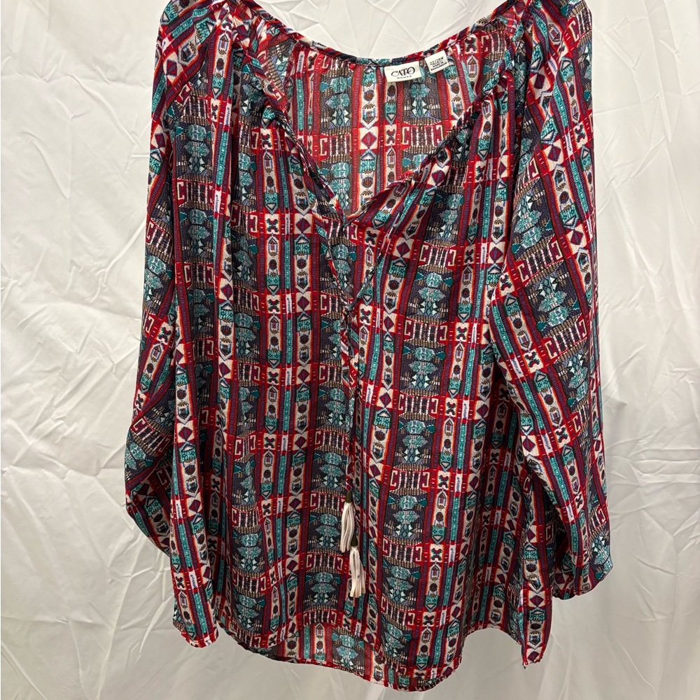 Cato Red and Blue Patterned Women's Blouse